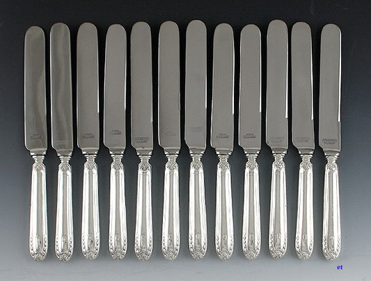 High Quality Set of 12 Spanish Silver Luncheon Knives