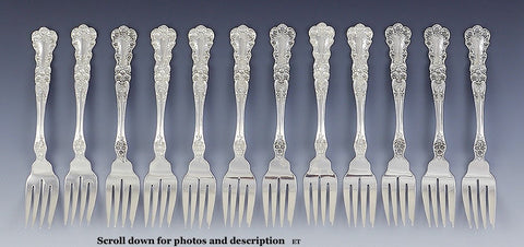 12 Antique Gorham Buttercup 1899 Sterling Silver Forks 6 1/4"