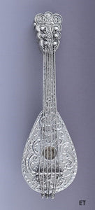 c1850-1900 German? Silver Lute Shaped Perfume Scent Bottle