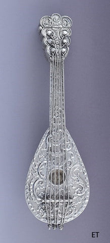 c1850-1900 German? Silver Lute Shaped Perfume Scent Bottle