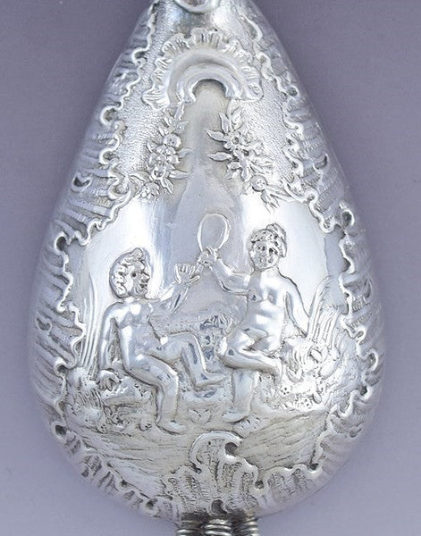 c1850-1900 German? Silver Lute Shaped Perfume Scent Bottle