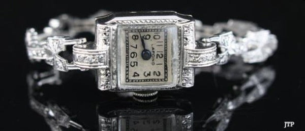 Fine Ladies Platinum & Diamond Lafond Art Deco Wristwatch Ciny