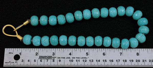 Wonderful Beaded Necklace of Faceted Dyed Green Blue Magnesite Beads