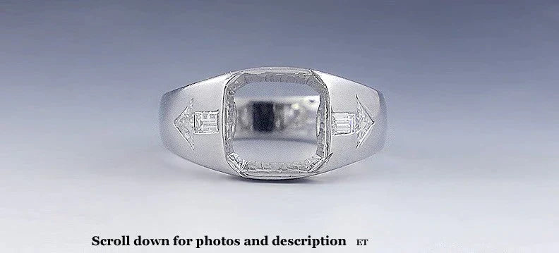 Art Deco c1930 Platinum & Diamond Arrow Design Ring Setting