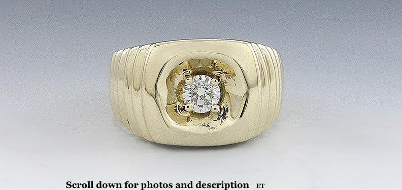 Fantastic 14K Yellow Gold and Diamond Ring Size 9 3/4