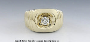 Fantastic 14K Yellow Gold and Diamond Ring Size 9 3/4