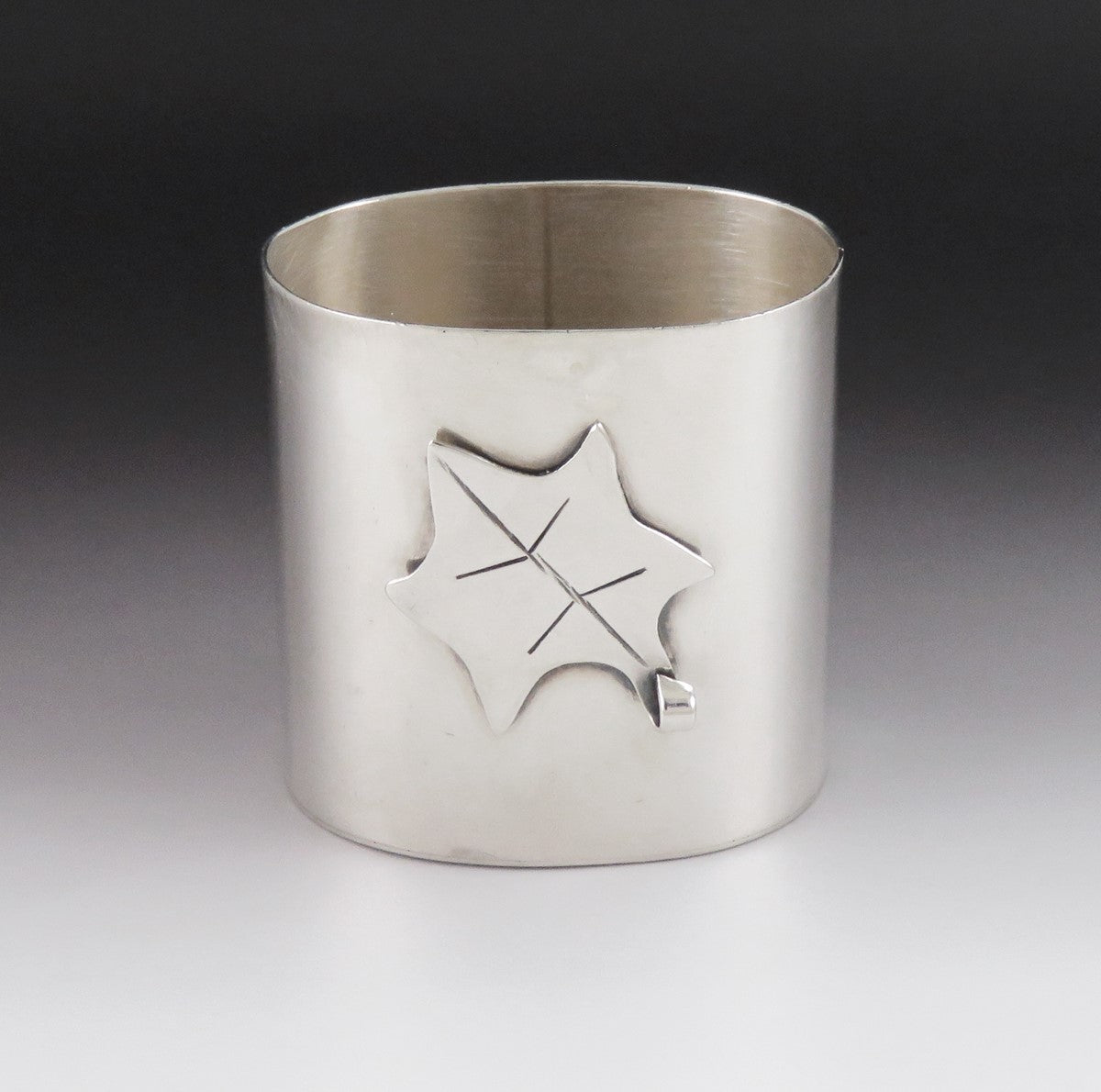 Antique Vintage Sterling Silver Handwrought Oak Leaf Toothpick Holder