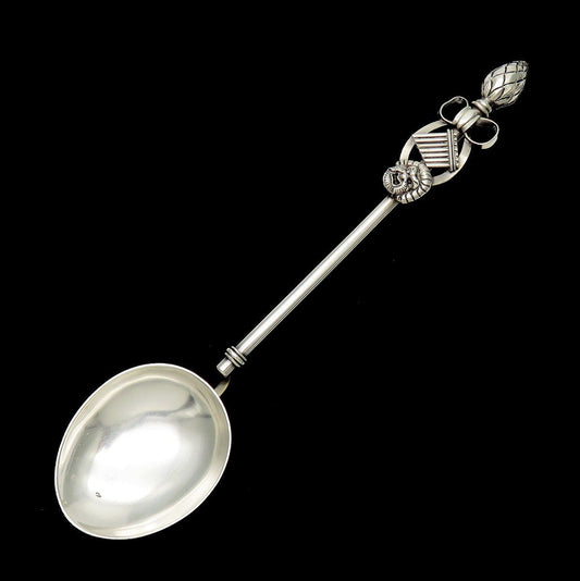 Whimsical Silver Serving Spoon Interesting Theatrical Face Pan Flute No Mono 9in