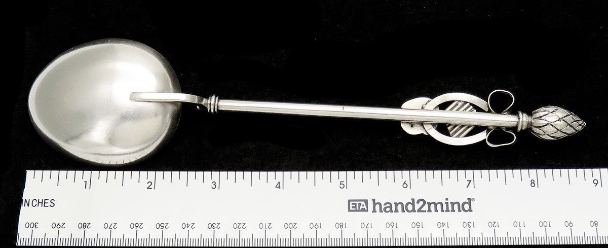 Whimsical Silver Serving Spoon Interesting Theatrical Face Pan Flute No Mono 9in
