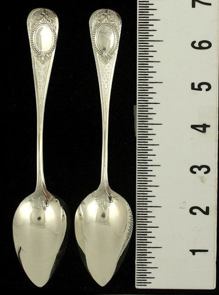 12 Antique c1890 French 950 Sterling Silver Place Dessert Spoons 6 7/8"