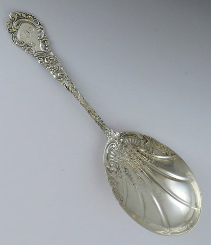Antique Art Nouveau Flower Sterling Silver Wallace Louvre 1893 Serving Spoon 9"