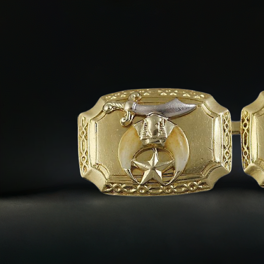 Riker Bros Heavy 18k Gold Shriners Masonic Cufflinks