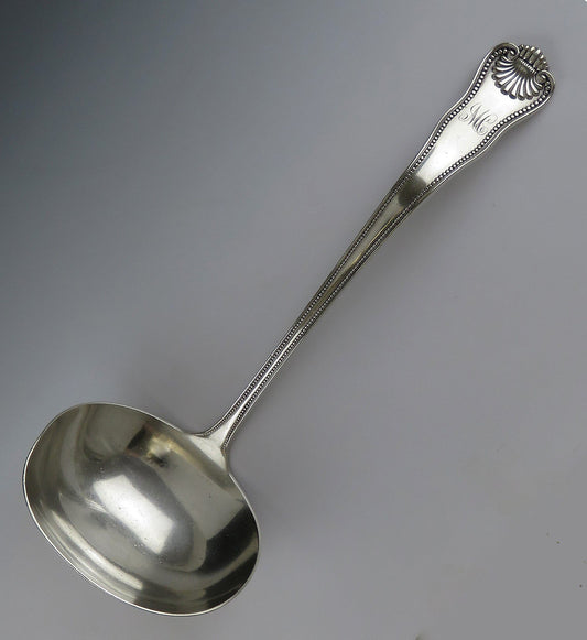 Antique Frank Smith Sterling Silver Newport Shell Soup Punch Ladle 10 1/2"