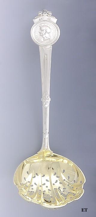 Antique 1800s Tiffany Gorham Sterling Silver Medallion Pierced Berry Ladle