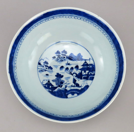 Antique Large Classical Canton China Porcelain Centerpiece Bowl 12" Diameter