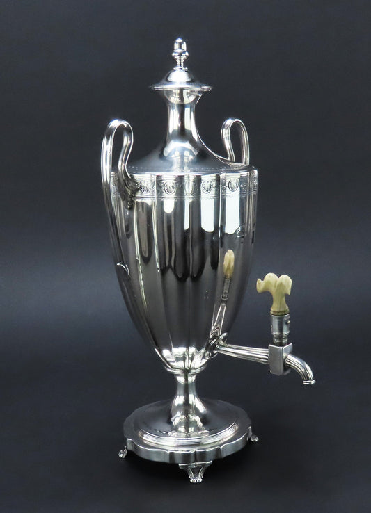 1791 English Georgian Sterling Silver Small Samovar Hot Water Urn Bird Crest