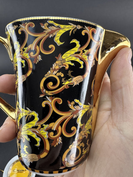 Stunning Versace Rutherford Barocco Italy Gold Covered Sugar Bowl Creamer Set