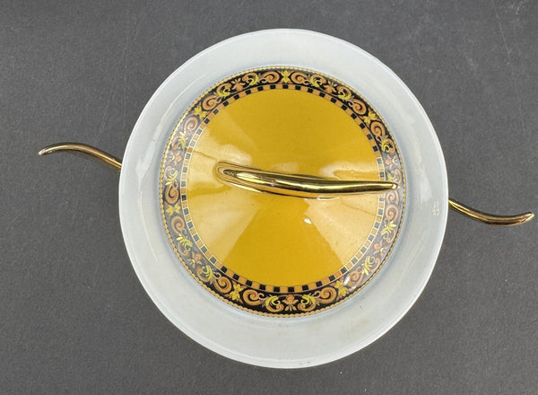 Stunning Versace Rutherford Barocco Italy Gold Covered Sugar Bowl Creamer Set