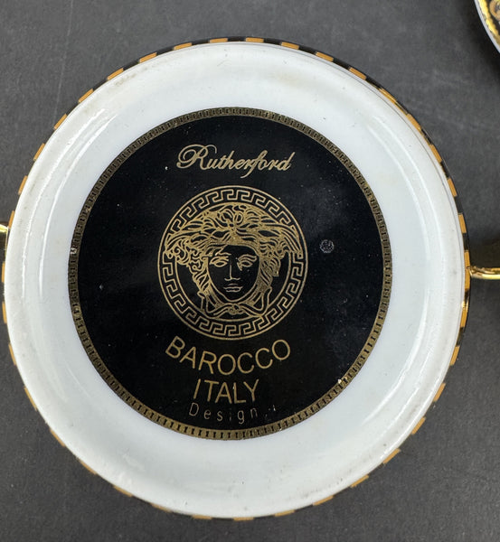 Stunning Versace Rutherford Barocco Italy Gold Covered Sugar Bowl Creamer Set