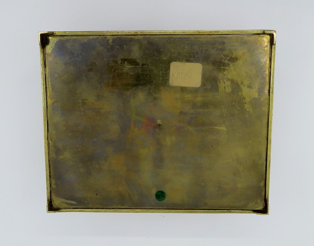 Ornate Brass Bronze Humidor Box Wooden Interior Agricultural Scenes Late 1800s