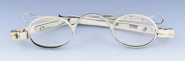 Handsome Pair c1830 American Coin Silver Oval Eyeglasses Spectacles Glasses