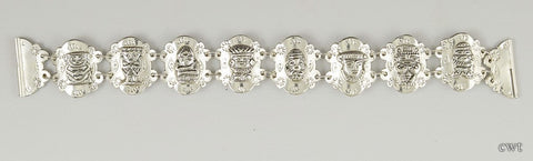 Exquisite Vintage South American Aztec Mayan 900 Pure Silver Bracelet