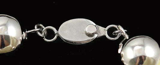 Impressive Vintage Sterling Silver Necklace Mexico Diamond Shape, Round Beads