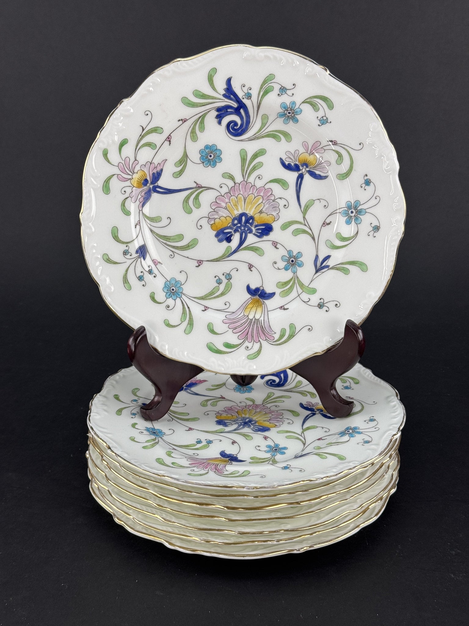 8 Coalport Fanfare Japan Pattern Salad Plates 7 5/8 Inches