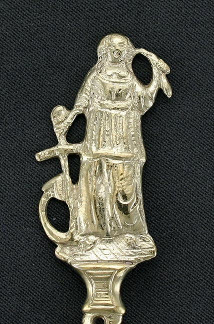 Antique c1890 German or Dutch Gold Silver Figural Serving Spoon