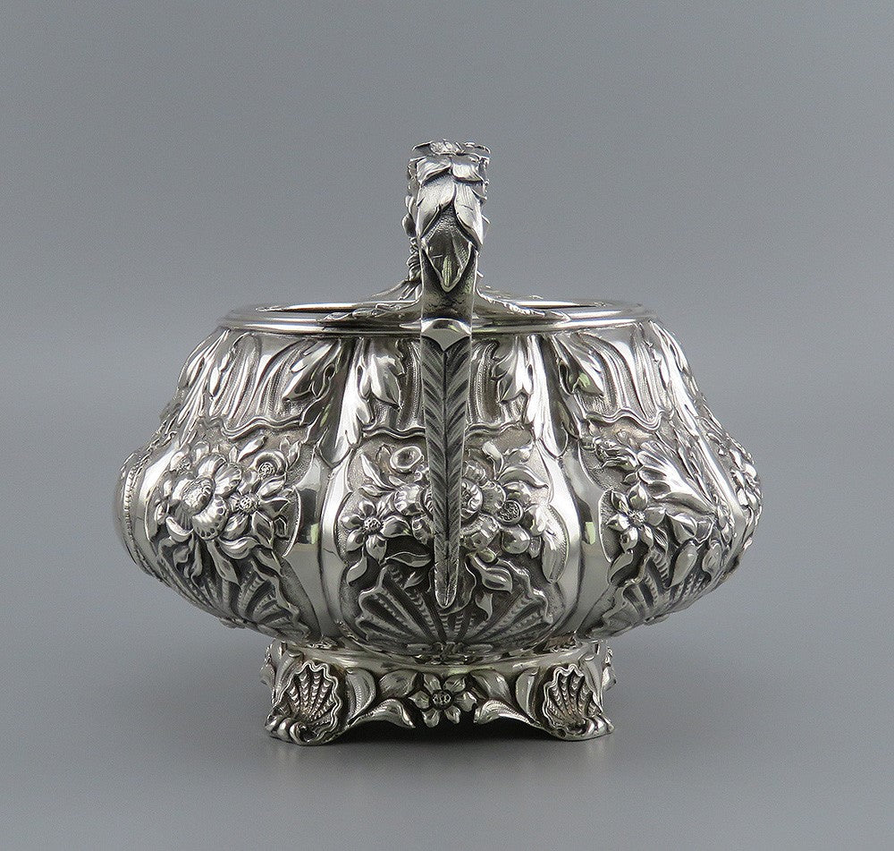 Antique 1832 English Georgian Sterling Silver Repousse Double Handle Bowl