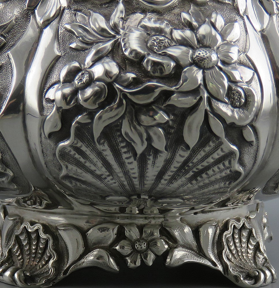 Antique 1832 English Georgian Sterling Silver Repousse Double Handle Bowl