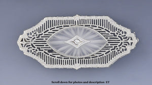 Elegant Antique c1915 14k White Gold Crystal & Diamond Brooch/Pin