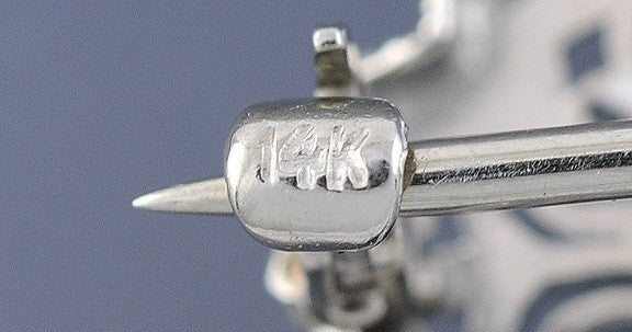 Elegant Antique c1915 14k White Gold Crystal & Diamond Brooch/Pin