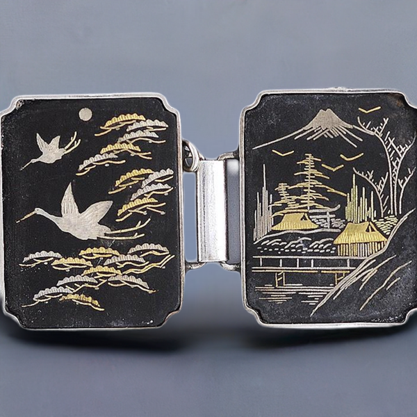 Superb Japanese Sterling Silver Mixed Metal Linked Bracelet