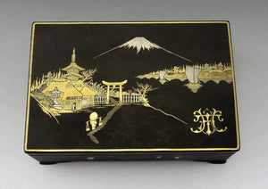 Antique Meiji Japanese Inlaid Mixed Metal Damascene Jewelry/Trinket Box