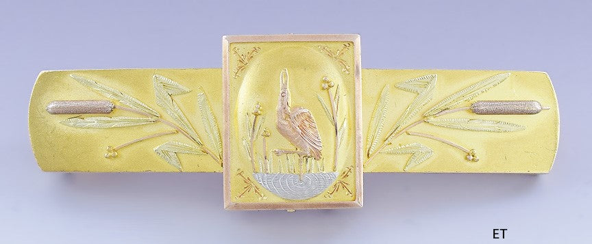 c1875 Beautiful Victorian 14k Multi Colored Gold Platinum Pin / Brooch