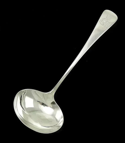 Antique 1803 English Sterling Silver Royal Crest Gravy/Sauce Ladle 6 3/4"