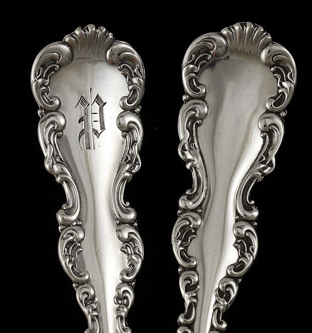 12 Fine Sterling Whiting Louis XV 1891 Gumbo Spoons