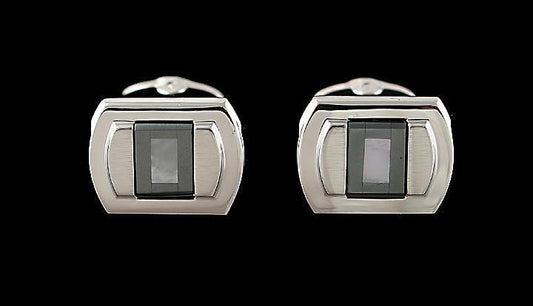 Sterling Silver Mother of Pearl Onyx Dolan Bullock Cufflinks