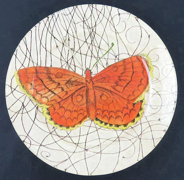 10 Decoupage Art Glass Plates Artisan Handcrafted Moth Butterfly Plates