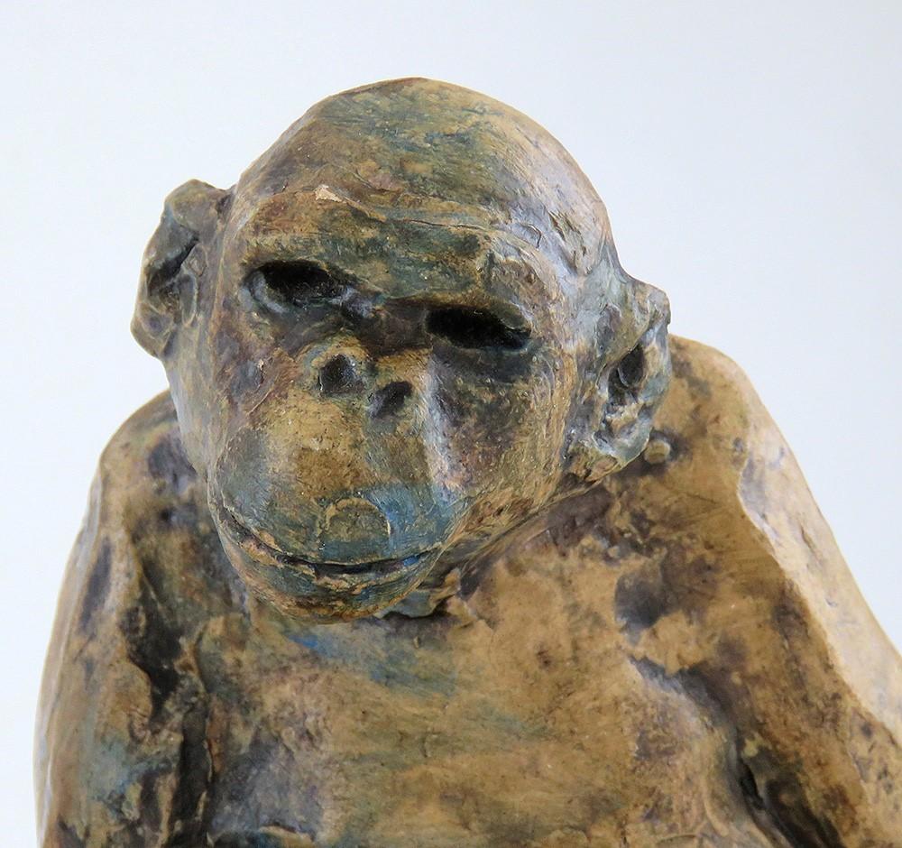 Clay Chimp Sculpture Bookends by Lora Woodhead Steere Acclaimed Paleontologist