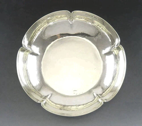 1935 Hand Hammered Chicago Arts & Crafts Didrich Sterling Silver Bowl 9 1/4"