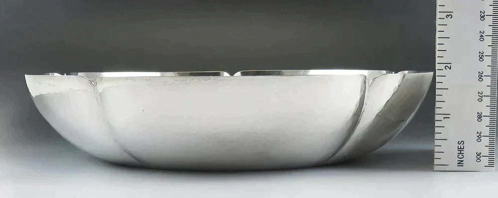1935 Hand Hammered Chicago Arts & Crafts Didrich Sterling Silver Bowl 9 1/4"