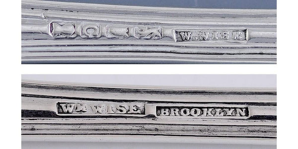 Rare Set 8 Old 1840s NYC Coin Silver Fiddle Thread Pattern 7.5" Dinner Forks