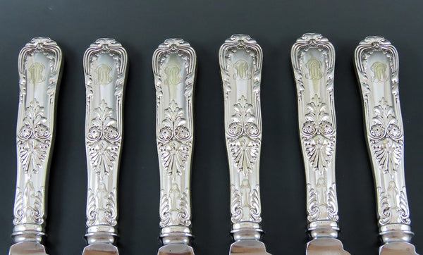 6 Handsome Tiffany Co Old French Silver-plated Dinner Knives 10 1/2"