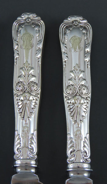 6 Handsome Tiffany Co Old French Silver-plated Dinner Knives 10 1/2"