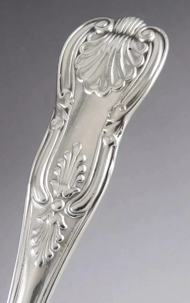 Antique 1836 English Georgian Sterling Silver Cobalt Glass Mustard Pot w/ Spoon