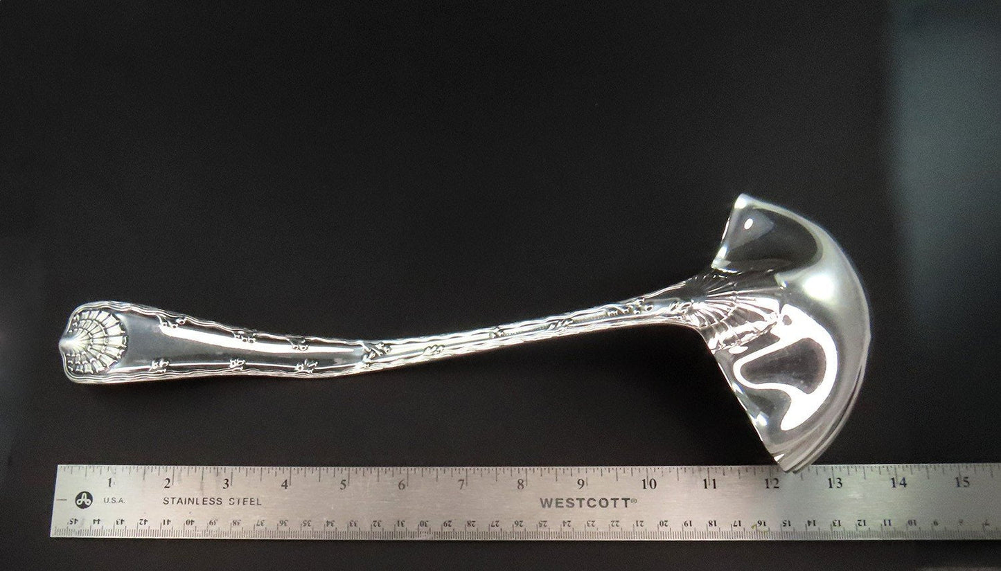 Beautiful Tiffany Co Wave Edge Sterling Silver Large Soup Punch Ladle 13"