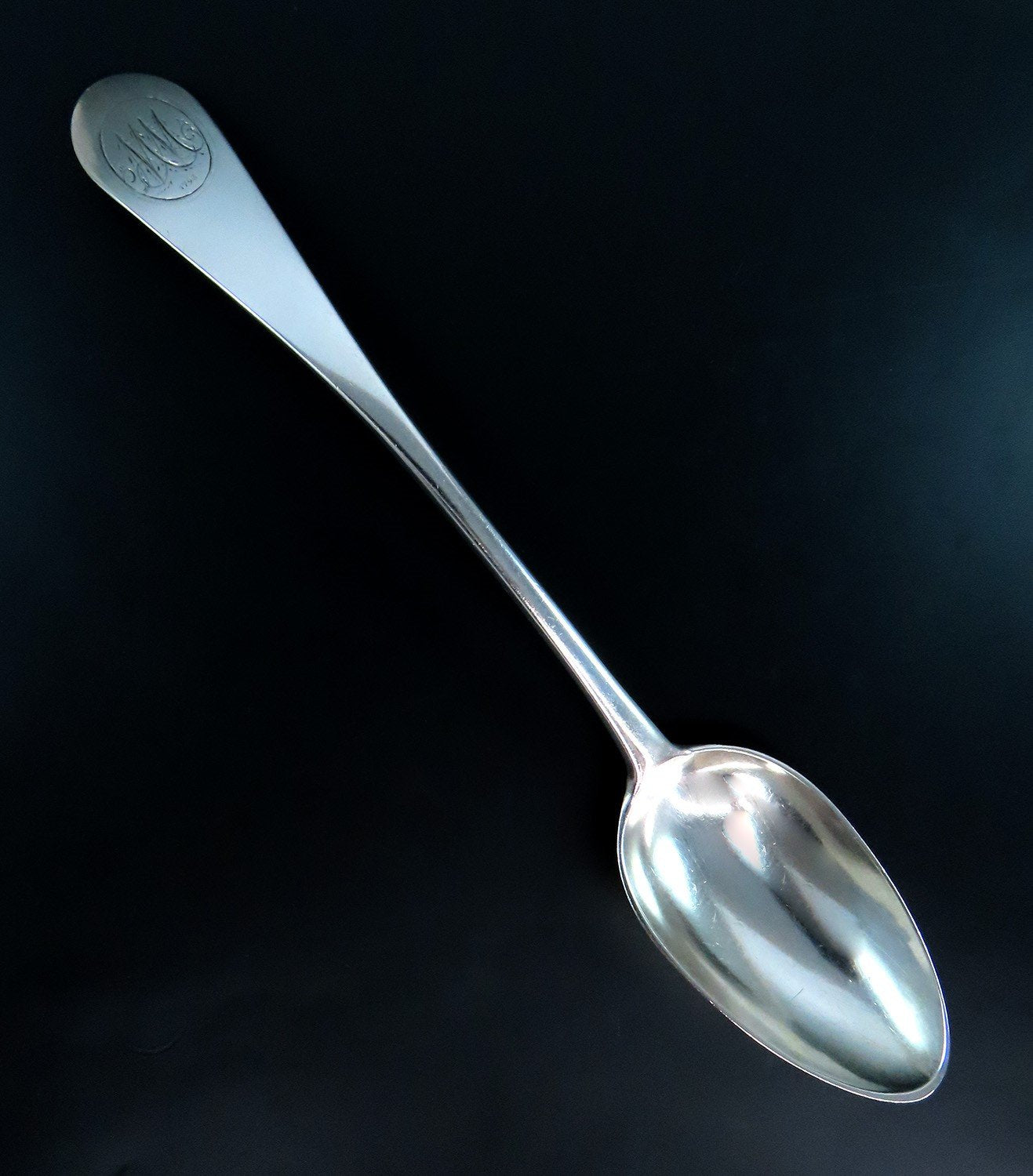 1793 Handsome Coin Silver Serving Spoon Daniel Dupuy 9 1/4 Inches