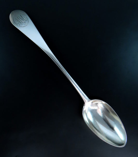 1793 Handsome Coin Silver Serving Spoon Daniel Dupuy 9 1/4 Inches